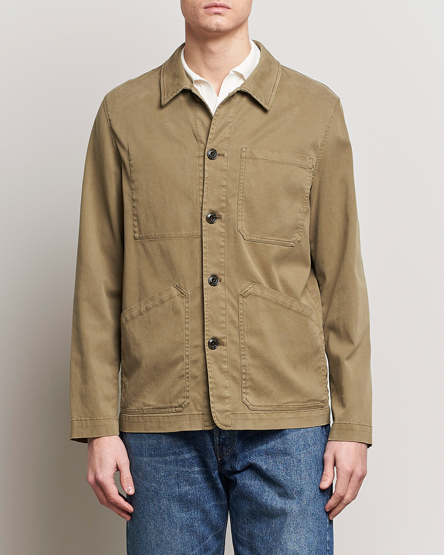 Herr | Kläder | Altea | Soft Cotton Shirt Jacket Olive