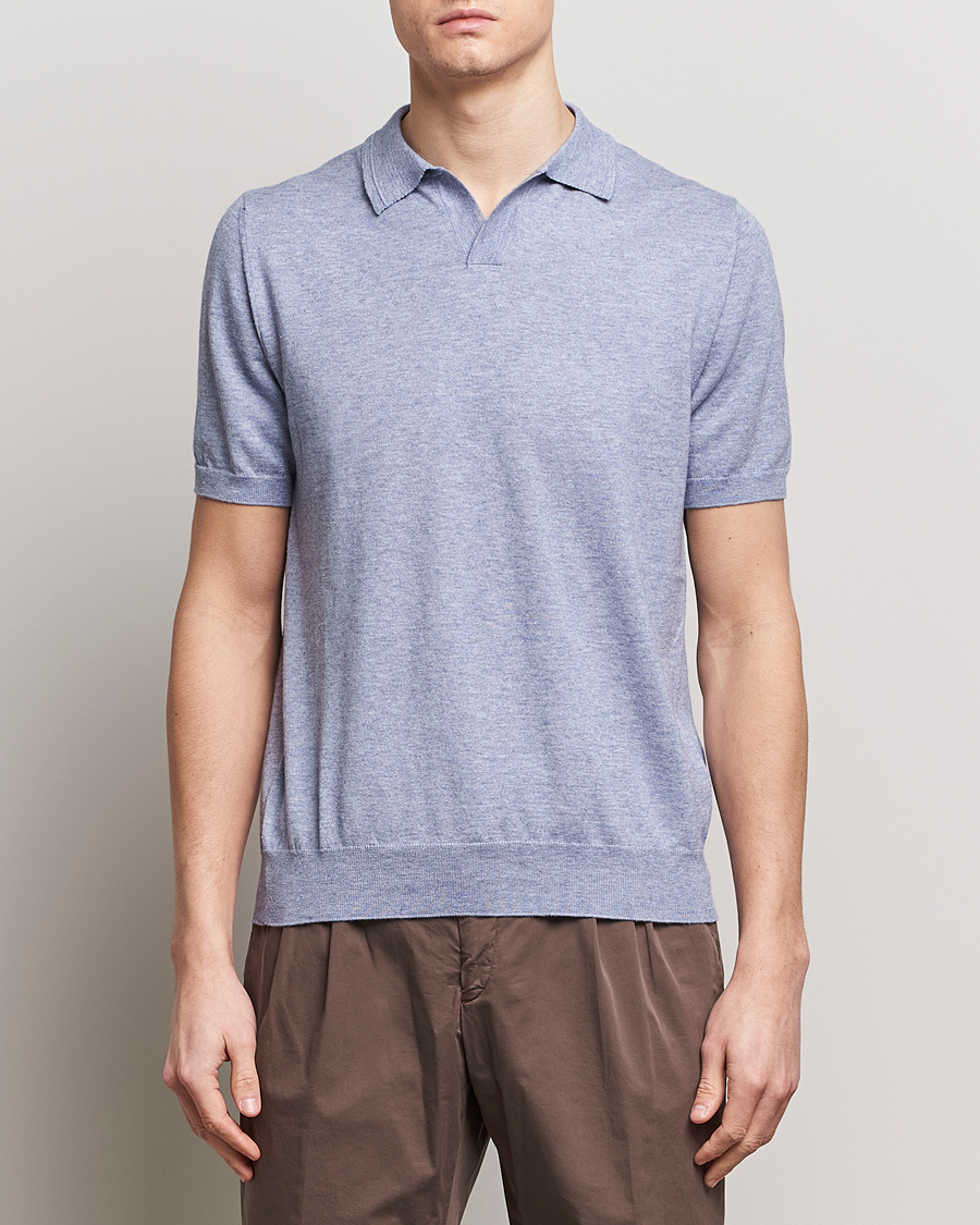 Men | Clothing | Altea | Cotton/Cashmere Polo Shirt Light Blue