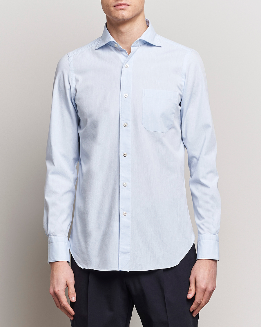 Men | Casual Shirts | Finamore Napoli | Gaeta Chambray Shirt Light Blue