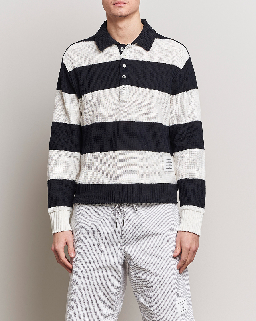 Men | Rugby Shirts | Thom Browne | Long Sleeve Rugby White/Navy