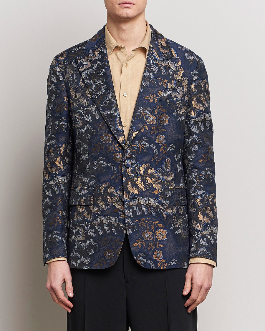 Men | Tuxedo Jackets | Etro | Floral Jacquard Evening Jacket Navy