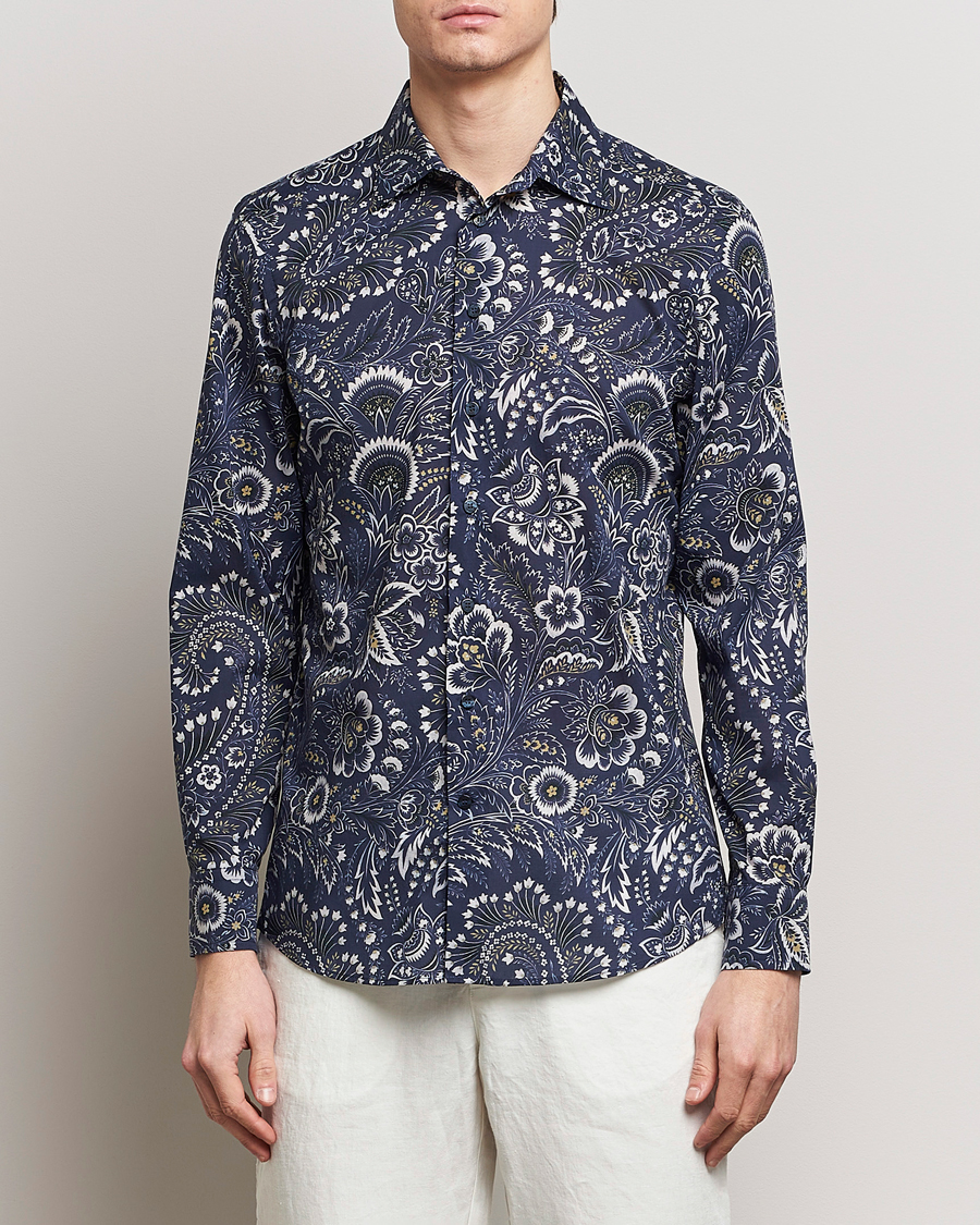 Men | Casual Shirts | Etro | Slim Fit Floral Print Shirt Navy