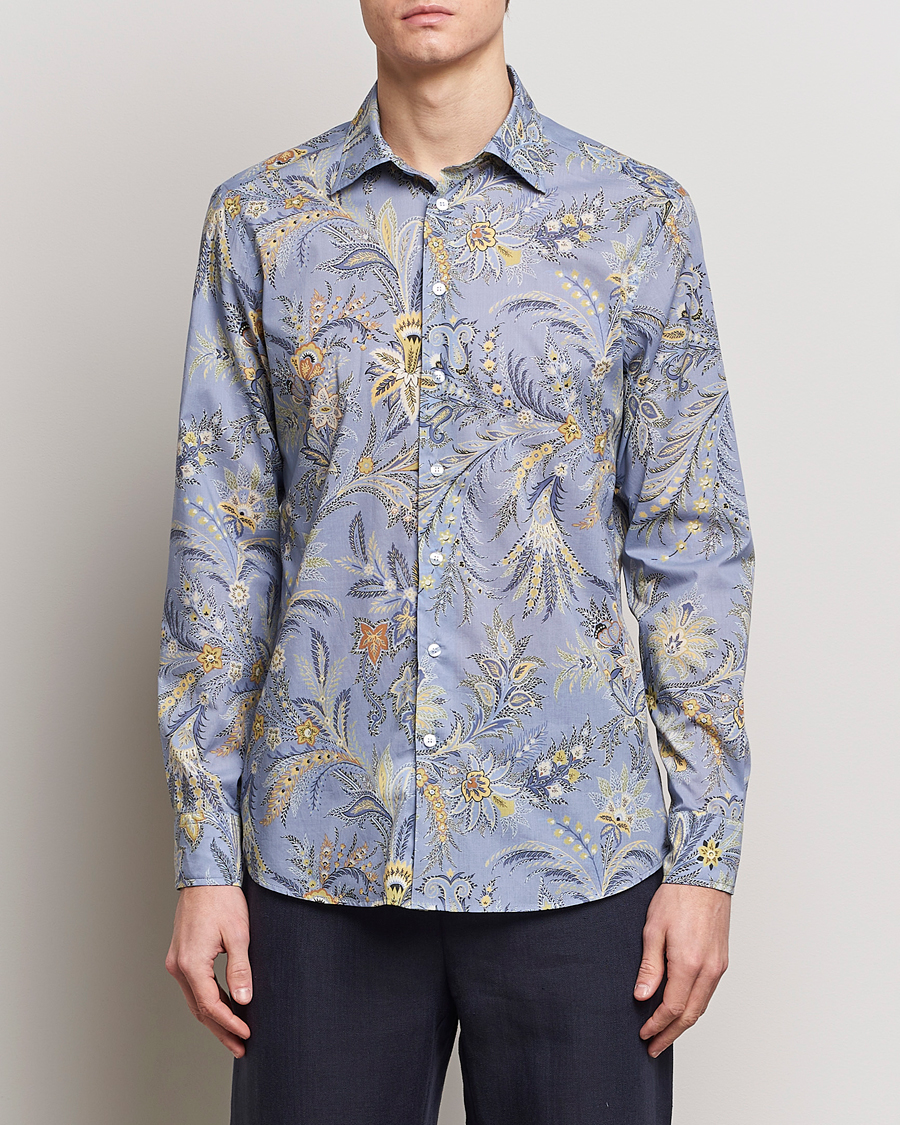 Men | Shirts | Etro | Slim Fit Floral Print Shirt Azzurro