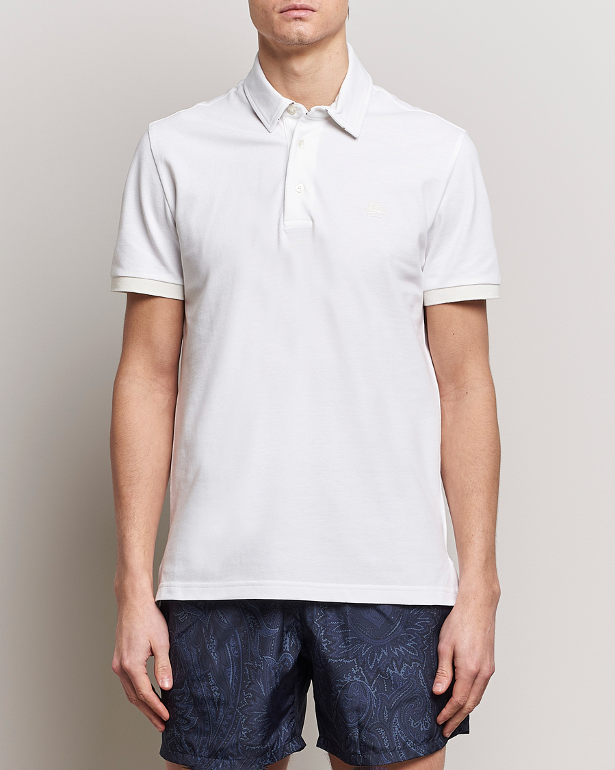 Men | Polo Shirts | Etro | Contrast Paisley Polo White