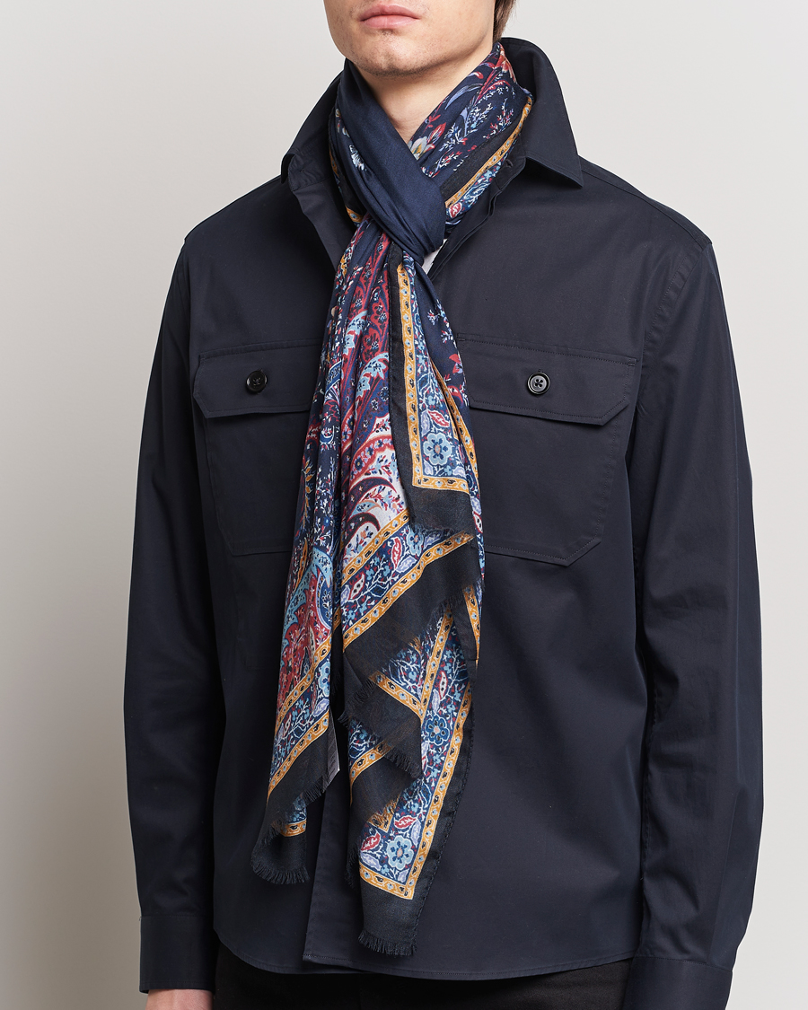 Homme | Écharpes | Etro | Modal/Cashmere Printed Scarf Navy