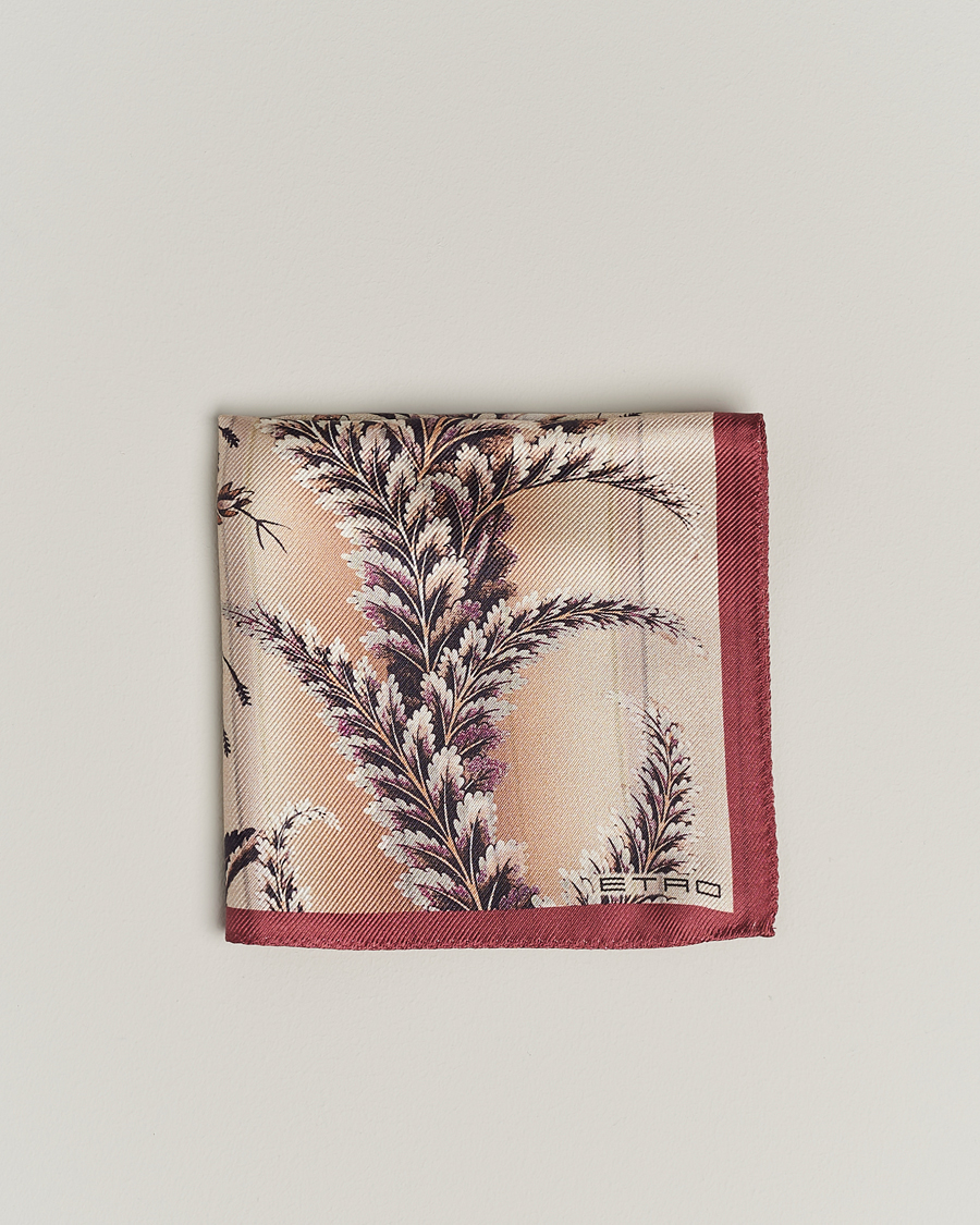 Men | Accessories | Etro | Printed Silk Pocket Square Beige/Burgundy