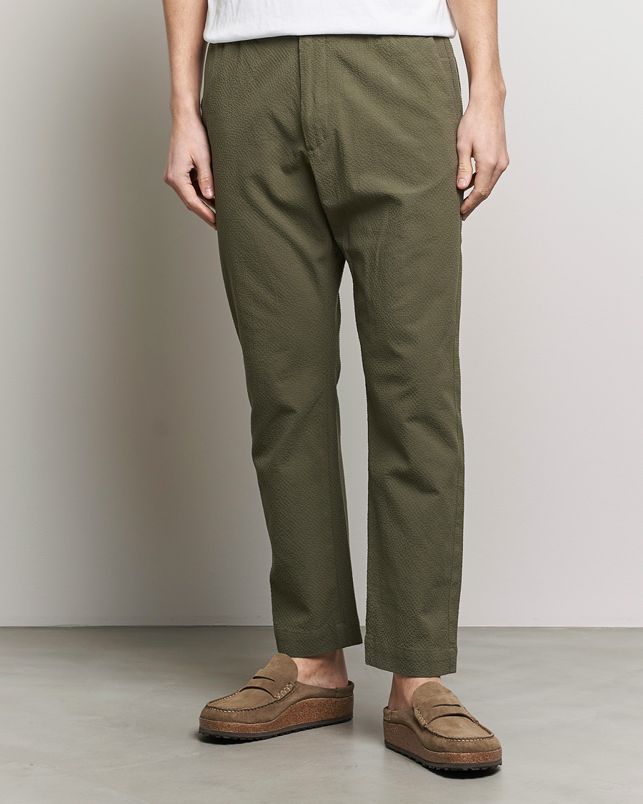 Men | Clothing | NN07 | Billie Seersucker Drawstring Trousers Capers Green