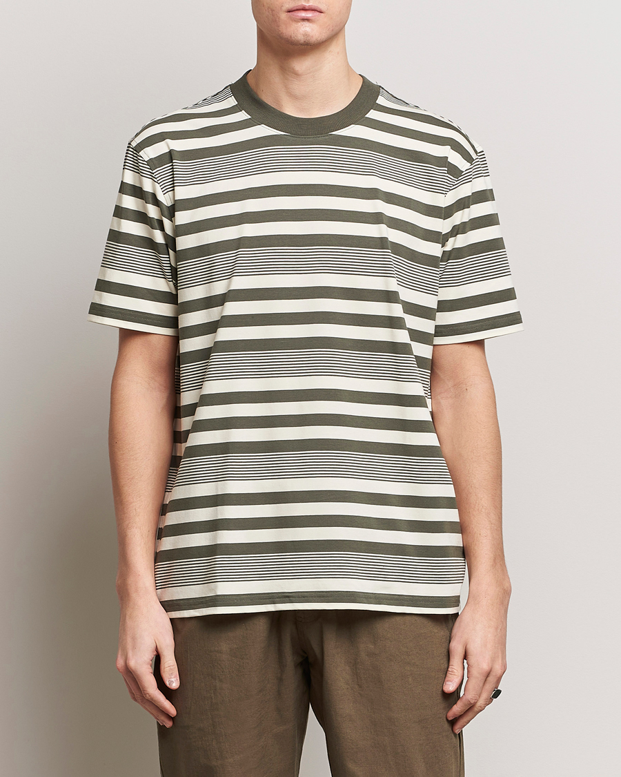 Men | Clothing | NN07 | Adam Striped Crew Neck T-Shirt Capers Green