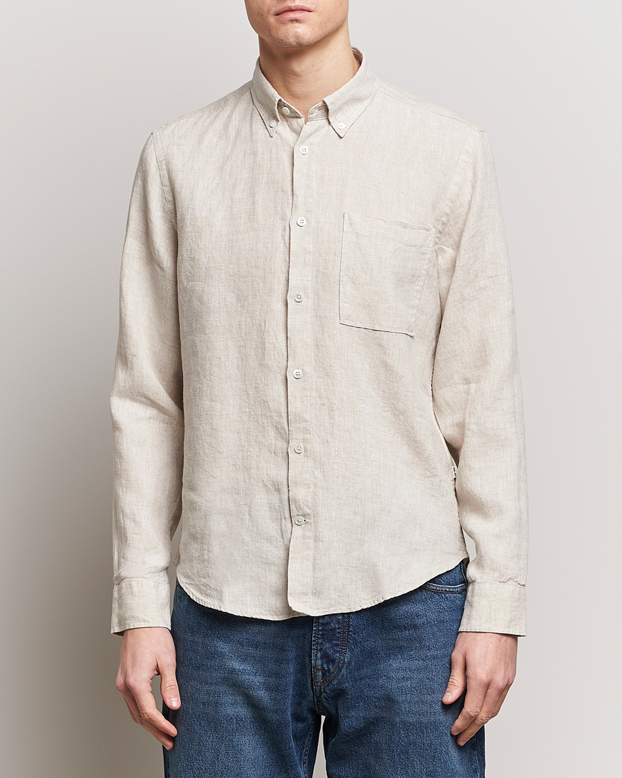 Men | Linen Shirts | NN07 | Arne Linen Shirt Oat