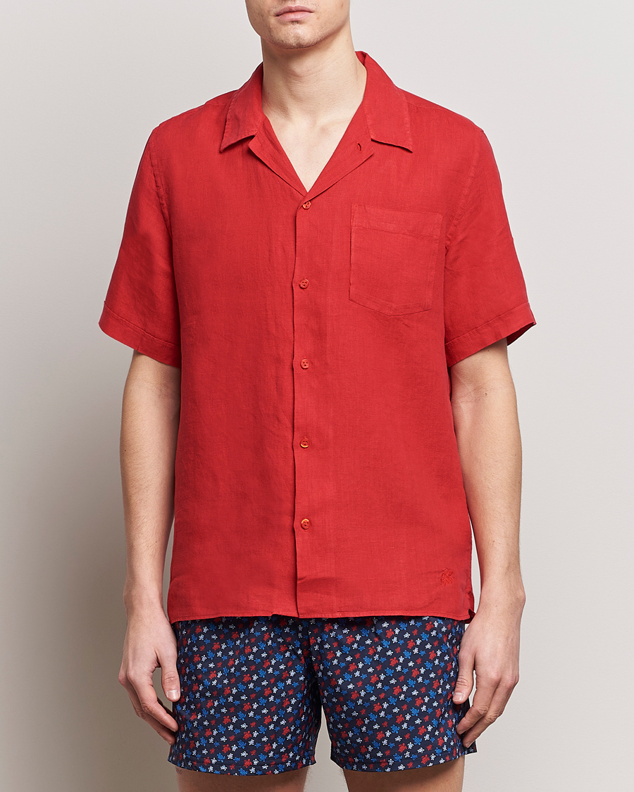 Men | Vilebrequin | Vilebrequin | Carhli Resort Short Sleeve Shirt Mouline Rouge