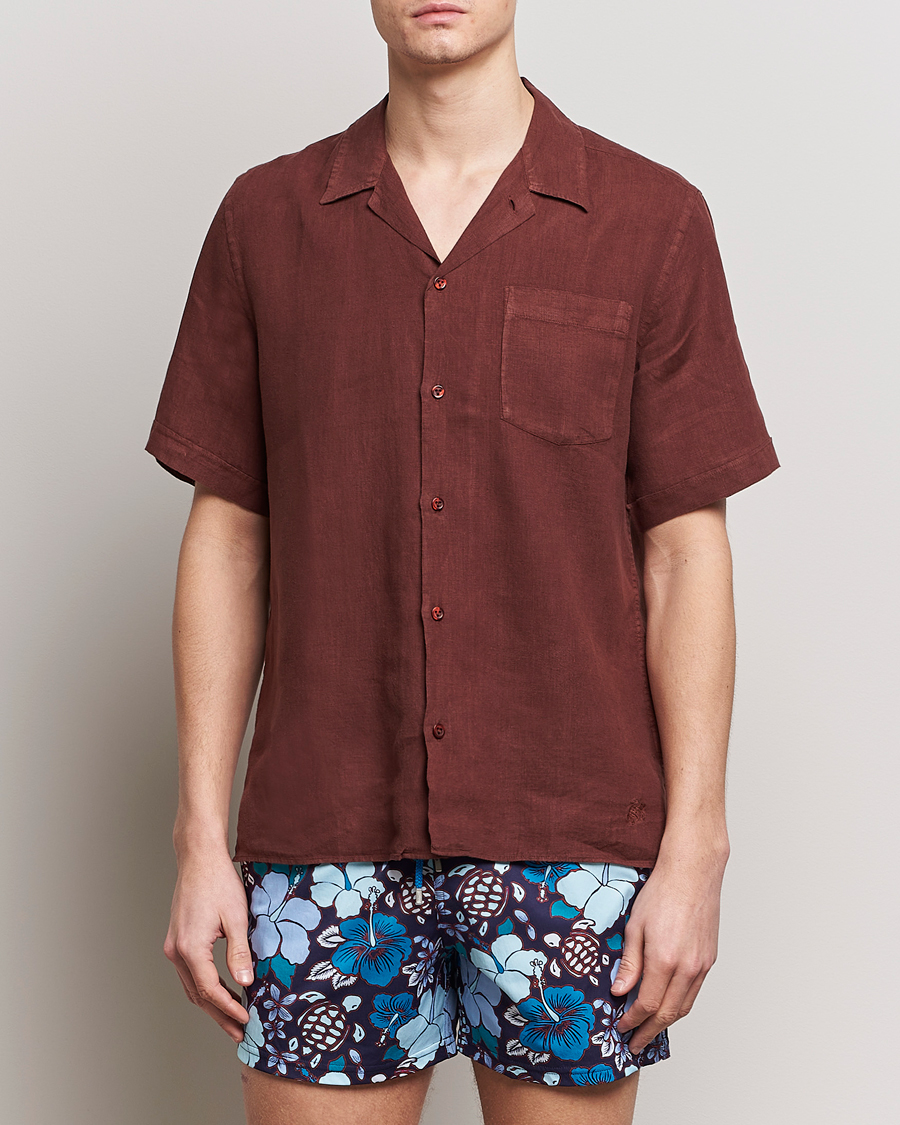 Men | Vilebrequin | Vilebrequin | Carhli Resort Short Sleeve Shirt Acajou