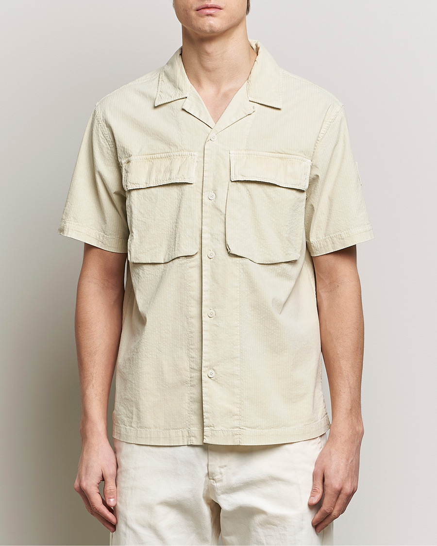 Men | Clothing | Belstaff | Caster Short Sleeve Seersucker Shirt Beige