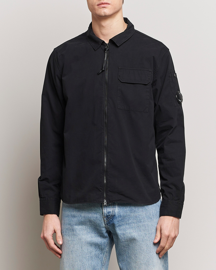 Men | Clothing | C.P. Company | Garment Dyed Gabardine Zip Shirt Jacket Black