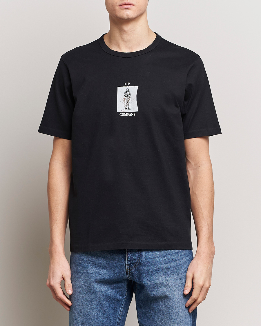 Men | Clothing | C.P. Company | Mercerized Heavy Cotton Back Logo T-Shirt Black