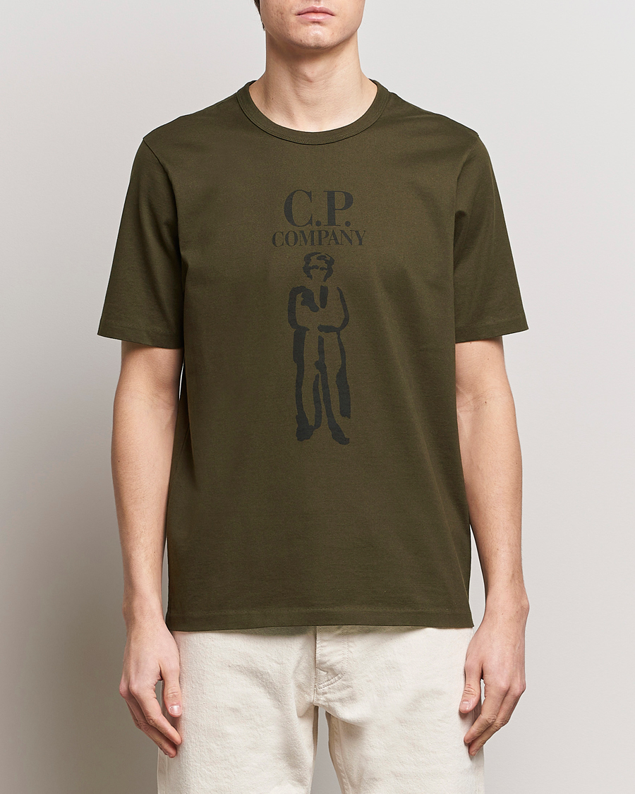 Men | Clothing | C.P. Company | Mercerized Heavy Cotton Logo T-Shirt Army