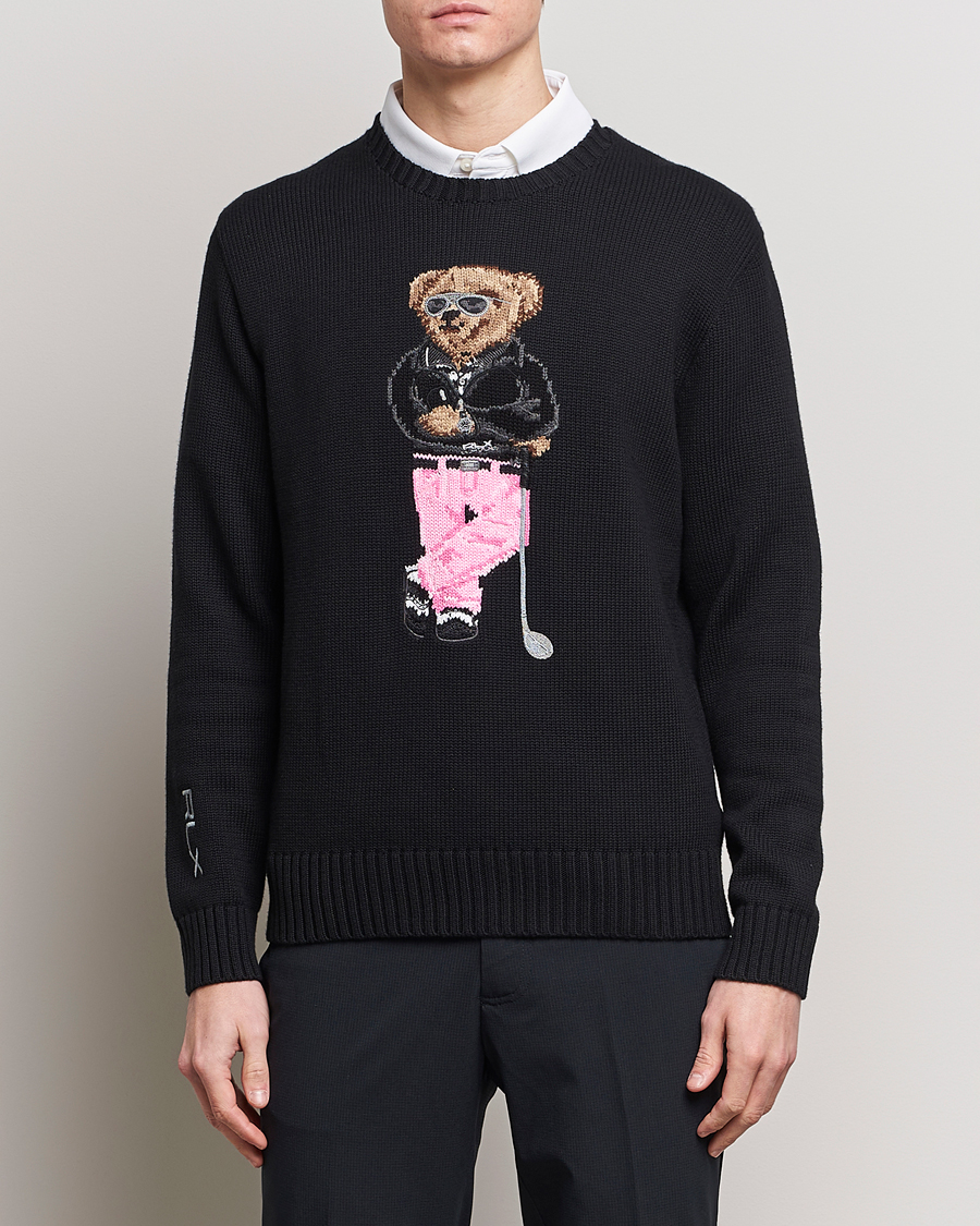 Men | Sport | RLX Ralph Lauren | Bear Golfer Knitted Sweater Polo Black