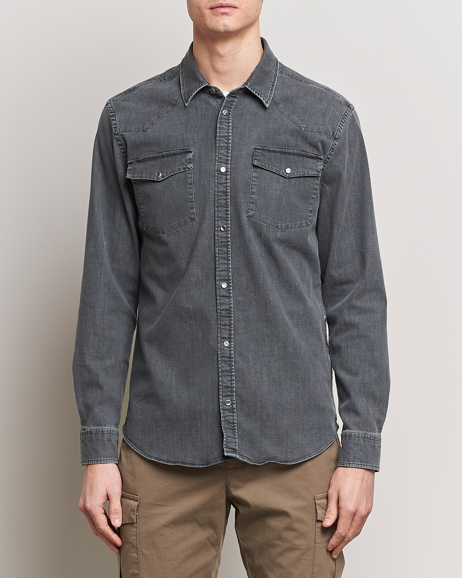 Herr | Jeansskjortor | Dondup | Slim Fit Pocket Denim Shirt Washed Grey