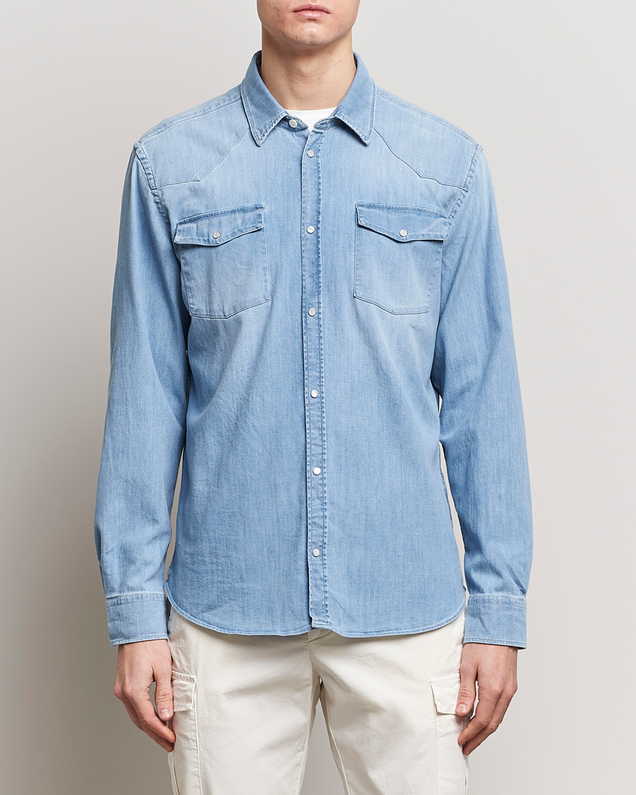 Men | Dondup | Dondup | Slim Fit Pocket Denim Shirt Light Blue