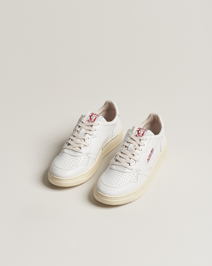 Homme | Chaussures | Autry | Medalist Low Leather Sneaker White/Red