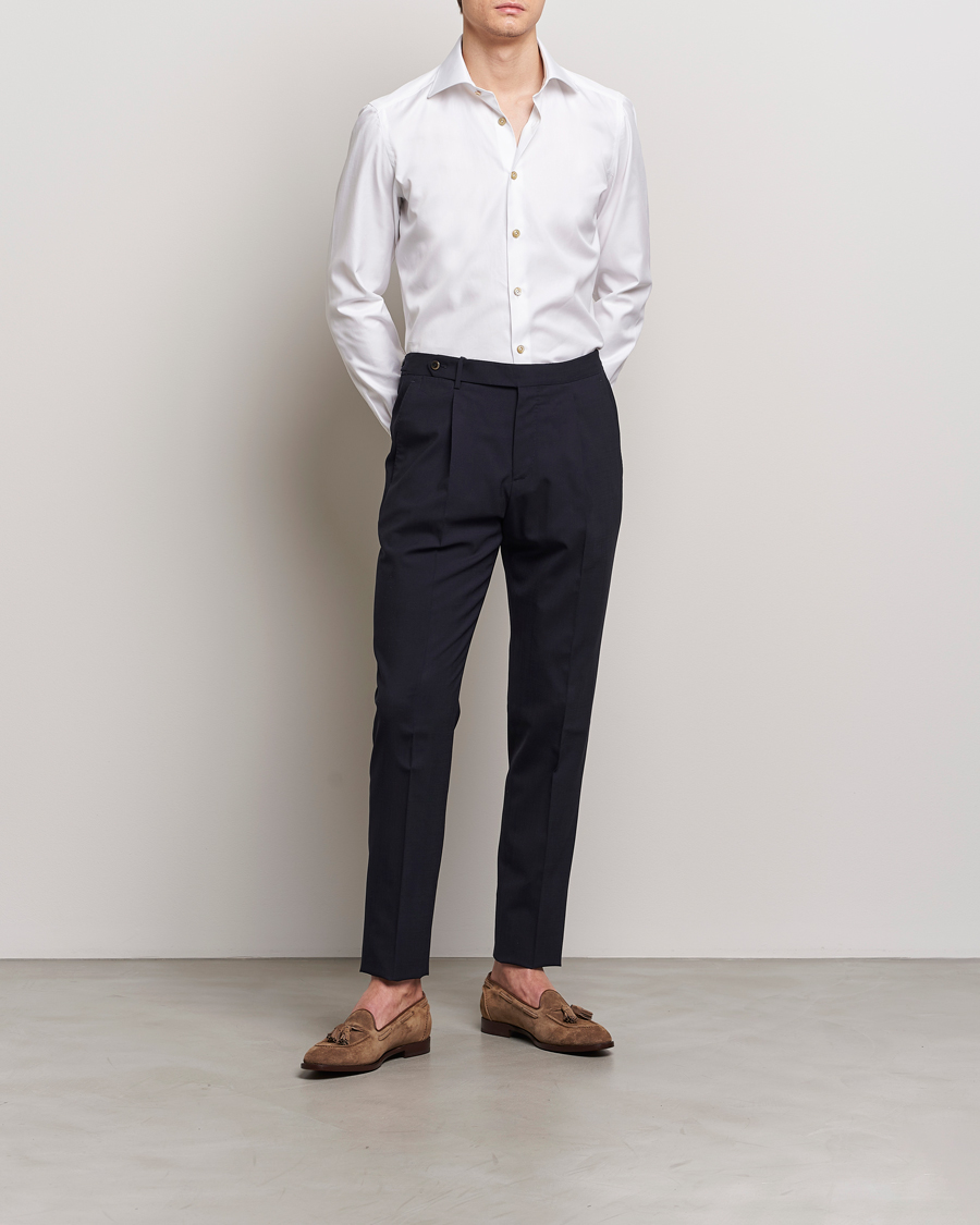 Homme | Luxury Brands | Kiton | Slim Fit Dress Shirt White