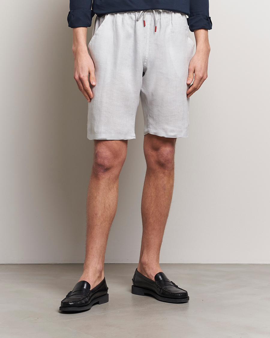 Homme | Luxury Brands | Kiton | Linen Drawstring Shorts Light Grey