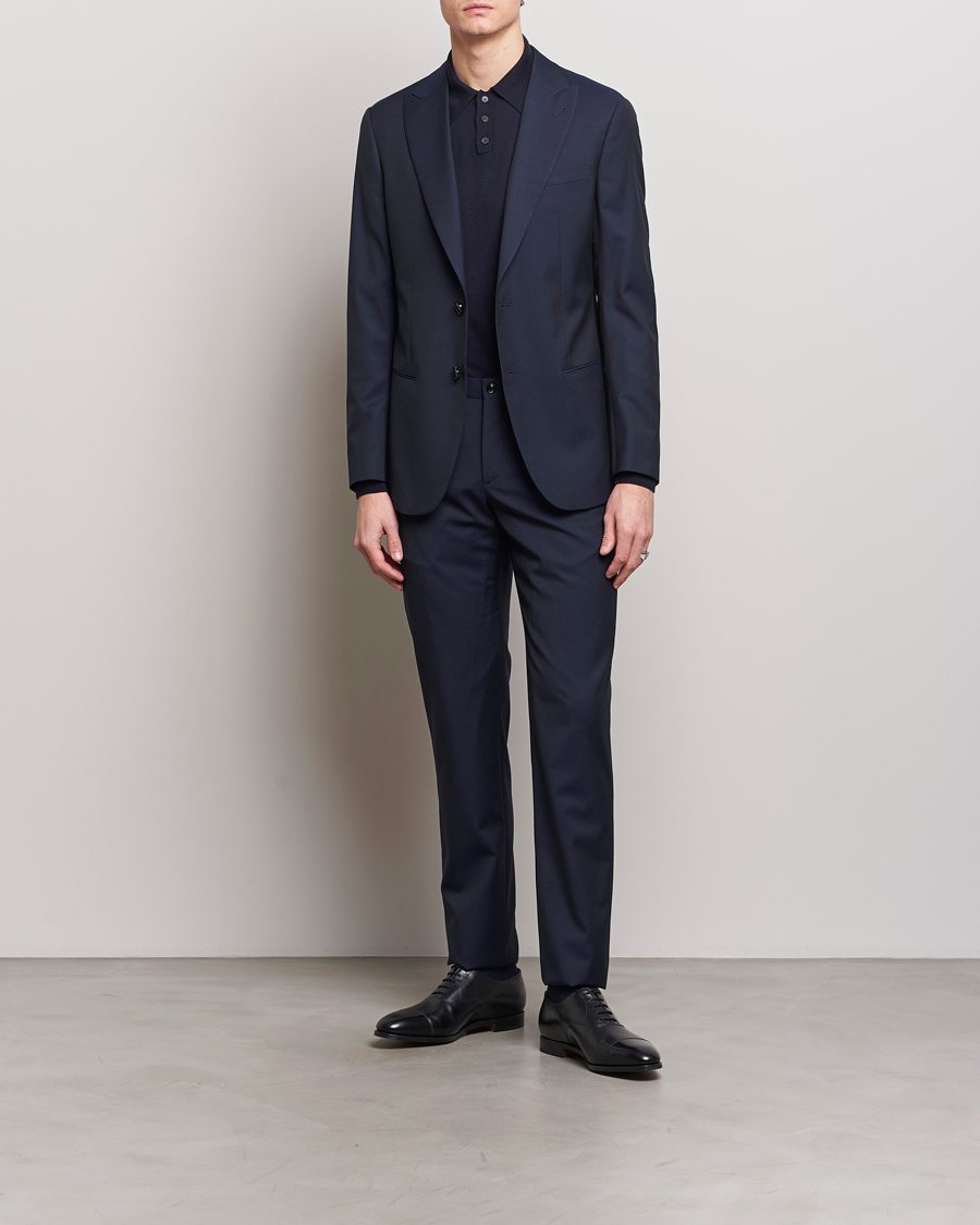 Herr | Kläder | Giorgio Armani | Slim Fit Peak Lapel Wool Suit Navy