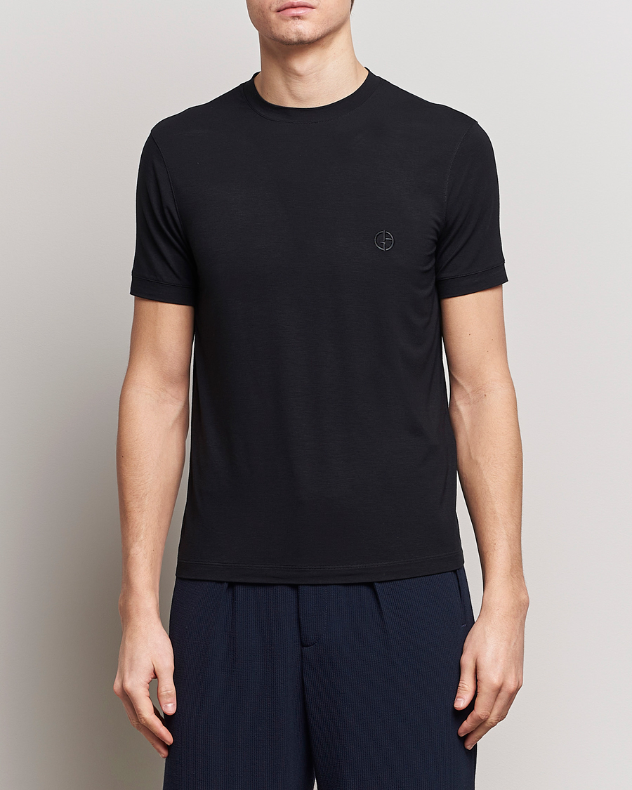 Men | Clothing | Giorgio Armani | Embroidered Logo T-Shirt Black