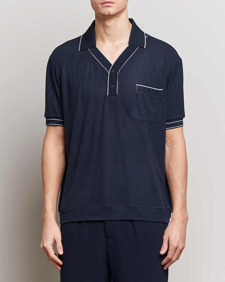 Men | Clothing | Giorgio Armani | Short Sleeve Riviera Polo Navy