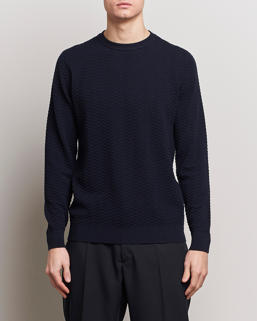 Men | Clothing | Giorgio Armani | Wool Chevron Pullover Navy