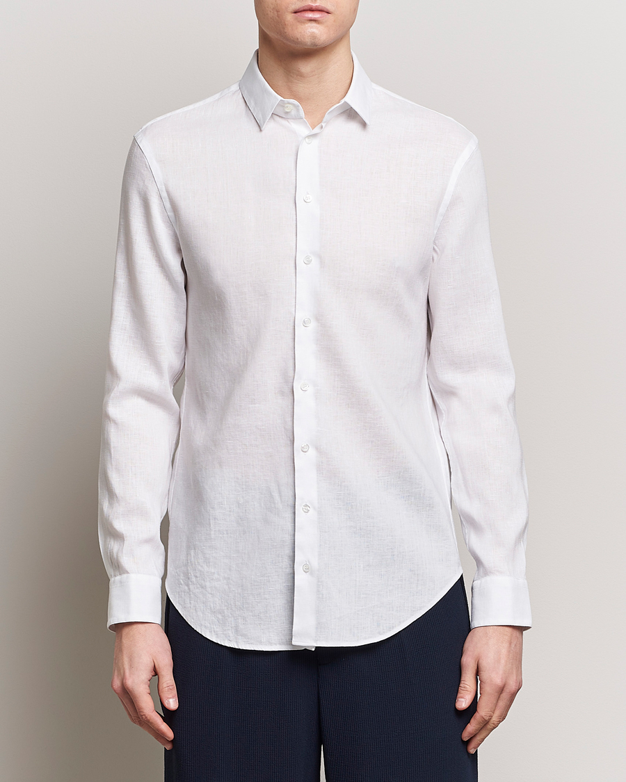 Men | Clothing | Giorgio Armani | Slim Fit Linen Shirt White