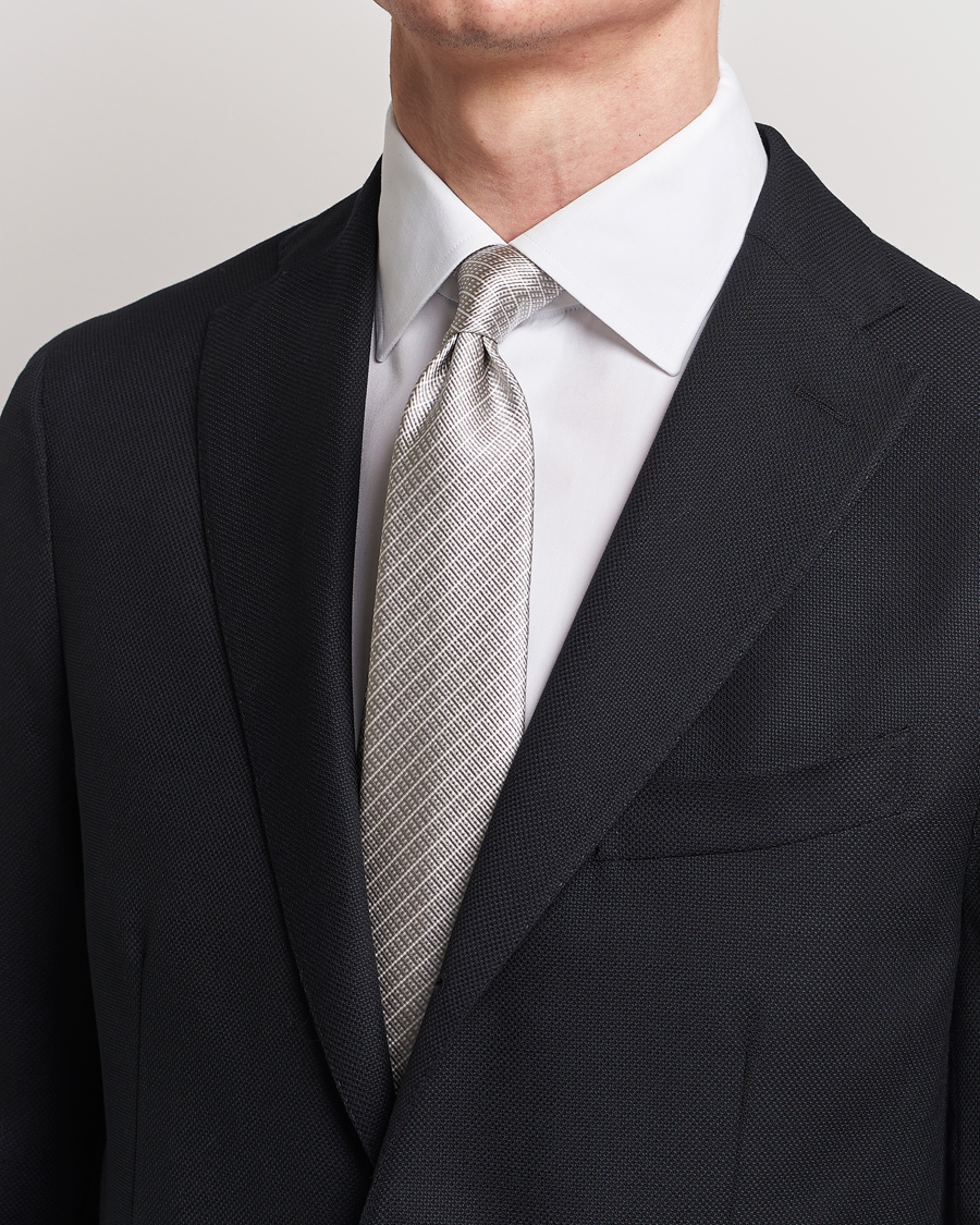 Men | Accessories | Giorgio Armani | Jacquard Silk Tie Light Grey