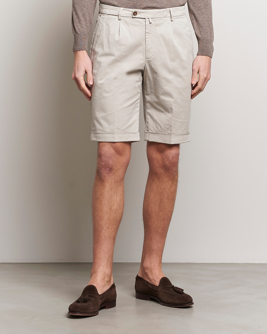 Men | Shorts | Briglia 1949 | Pleated Cotton Shorts Beige