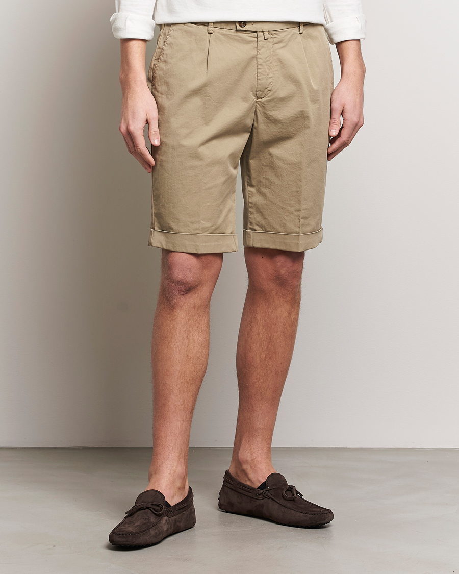 Men | Shorts | Briglia 1949 | Pleated Cotton Shorts Taupe