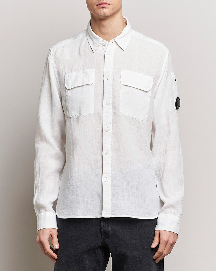 Men | Clothing | C.P. Company | Long Sleeve Linen Shirt White