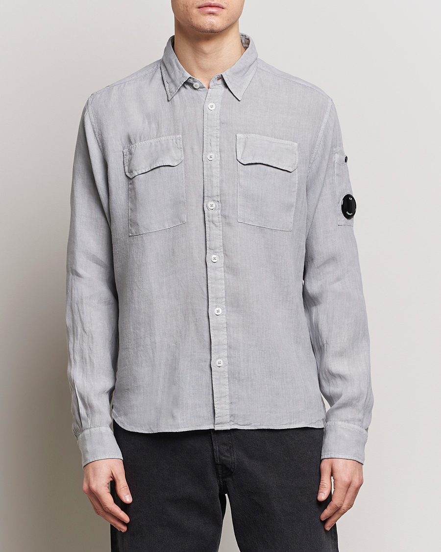 Men | Clothing | C.P. Company | Long Sleeve Linen Shirt Grey