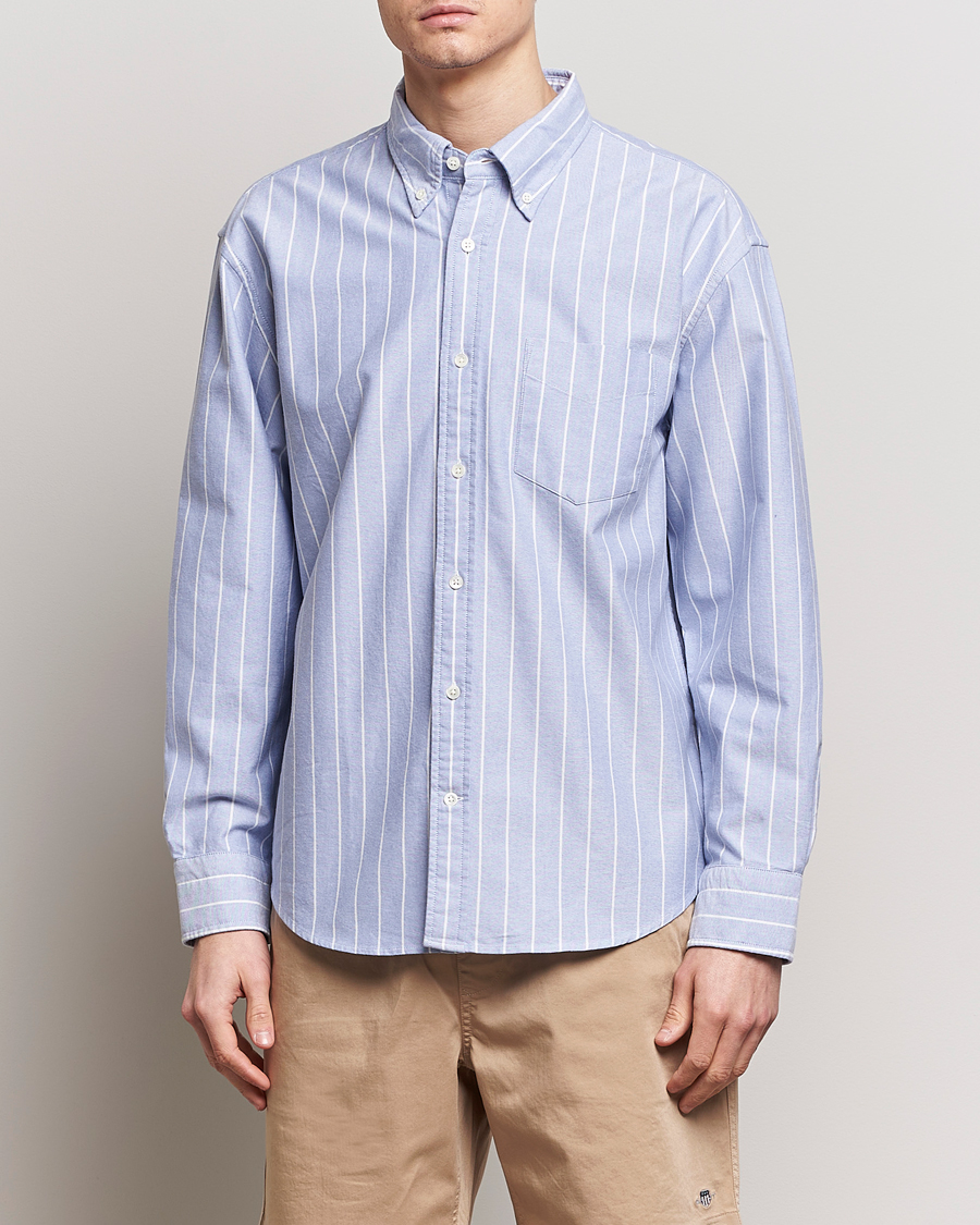 Homme | Vêtements | GANT | Relaxed Fit Heritage Striped Oxford Shirt Blue/White