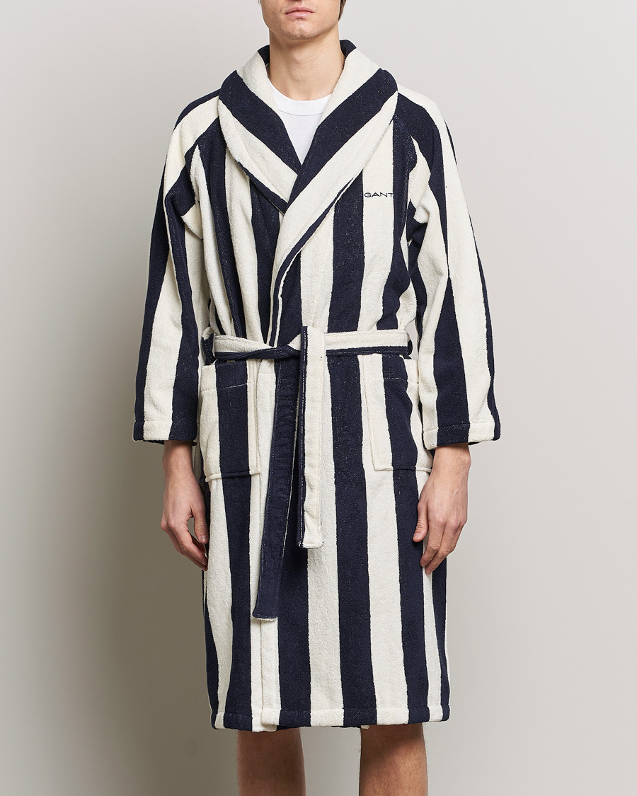 Homme | Peignoirs Et Pyjamas | GANT | Striped Robe Evening Blue/White