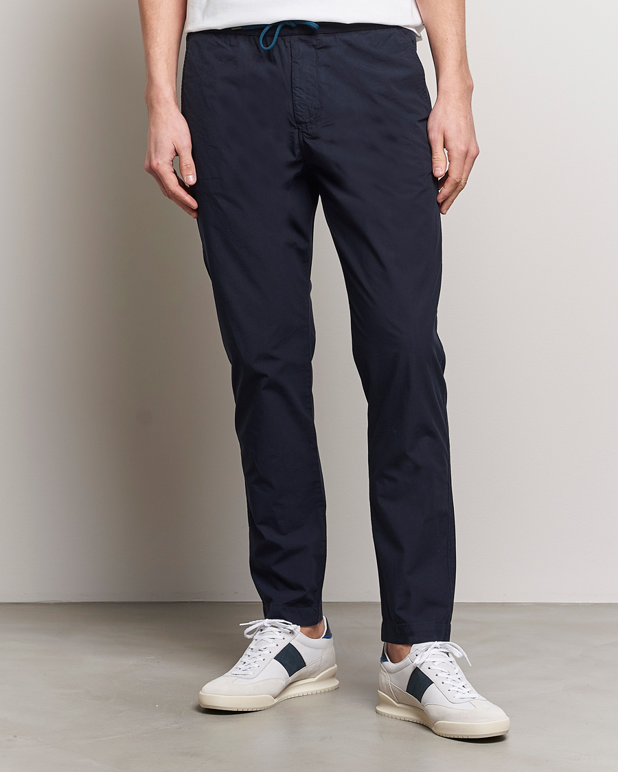 Men | Clothing | PS Paul Smith | Cotton Drawstring Trousers Navy