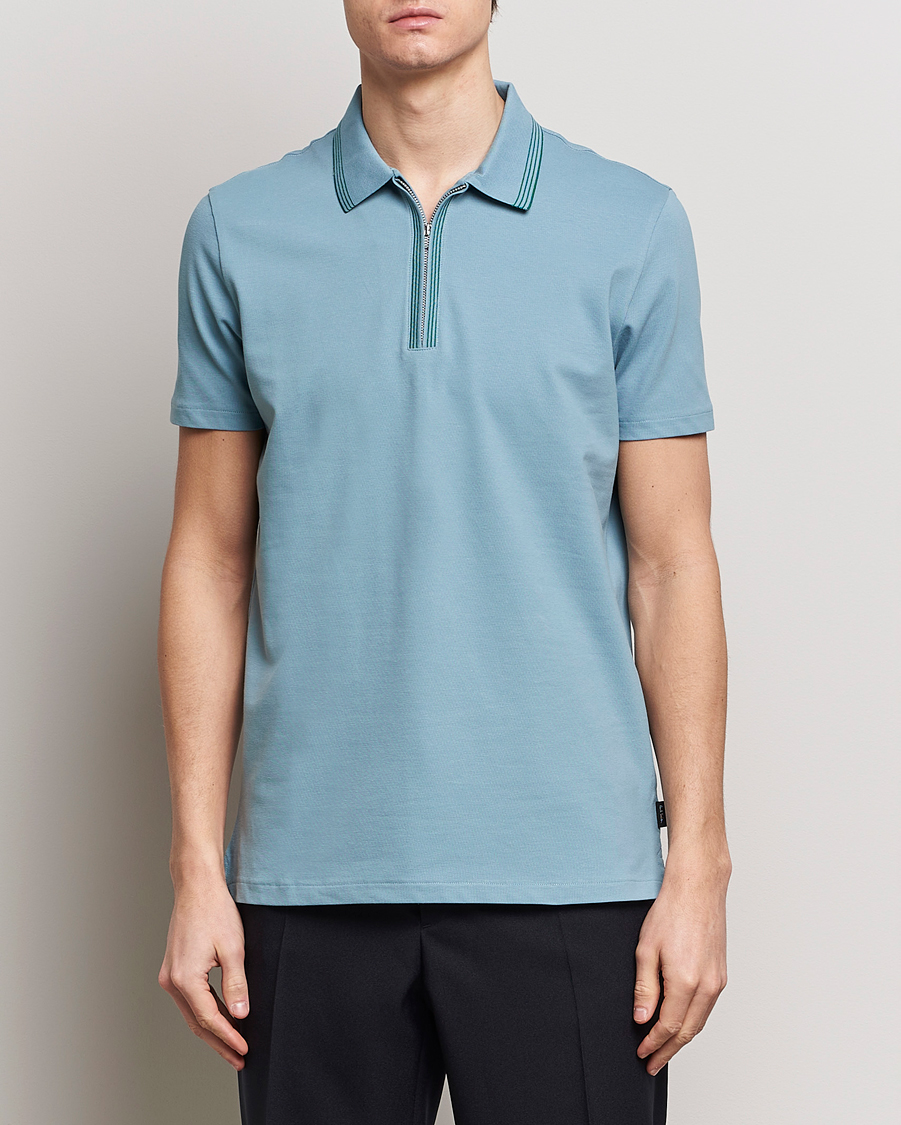Men | Clothing | PS Paul Smith | Regular Fit Half Zip Polo Blue