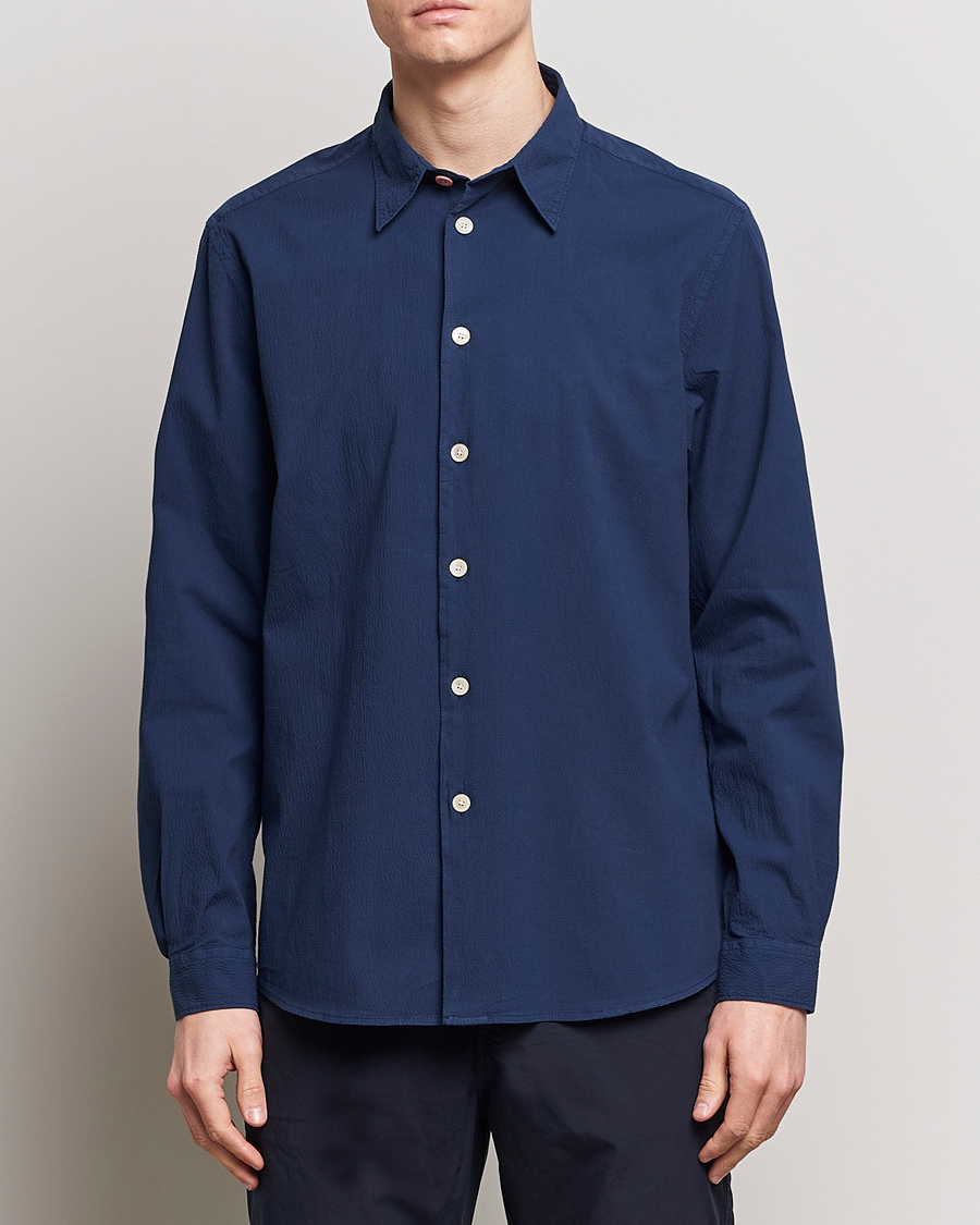 Men | Clothing | PS Paul Smith | Regular Fit Seersucker Shirt Navy