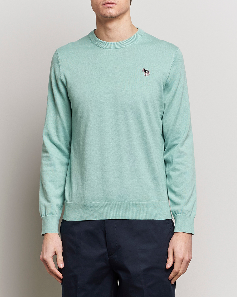 Men | Clothing | PS Paul Smith | Zebra Cotton Knitted Sweater Mint Green