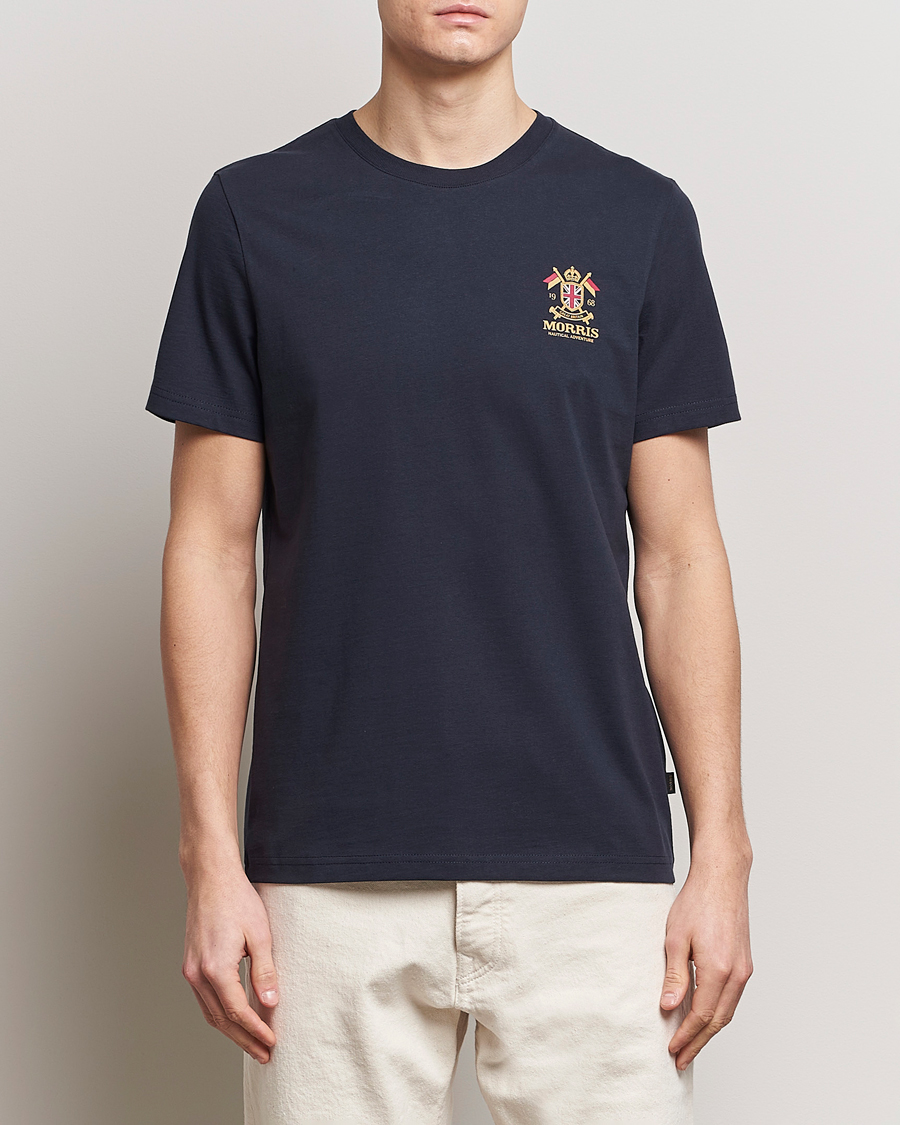 Men | Short Sleeve T-shirts | Morris | Crew Neck Cotton T-Shirt Old Blue