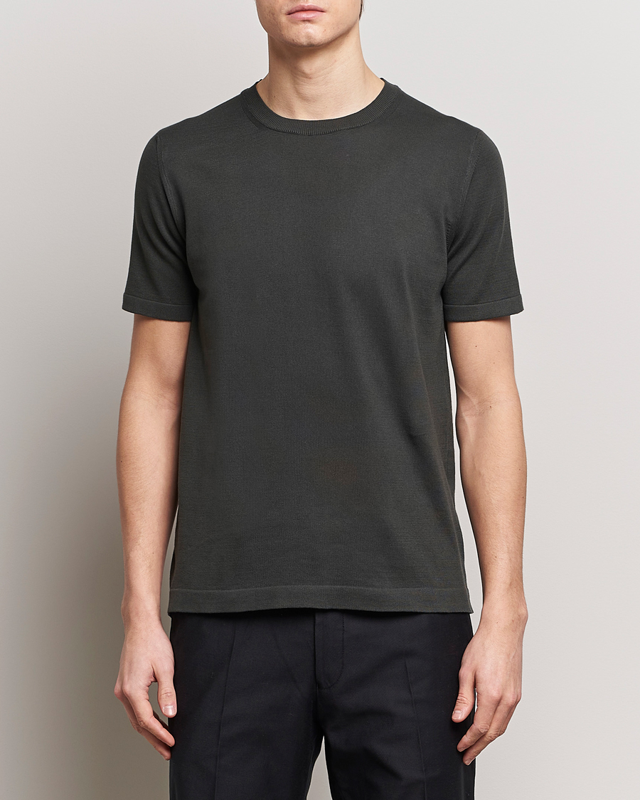 Men | Oscar Jacobson | Oscar Jacobson | Brian Knitted Cotton T-Shirt Olive