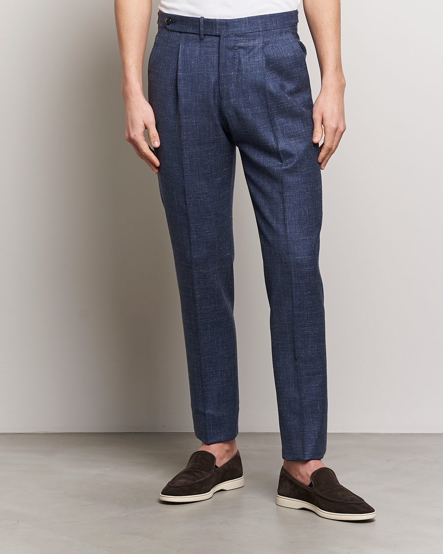 Men | PT01 | PT01 | Gentleman Fit Wool/Silk Trousers Navy