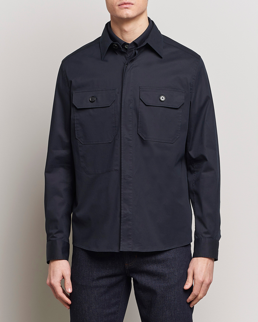 Men | Shirts | Zegna | Premium Cotton Overshirt Navy