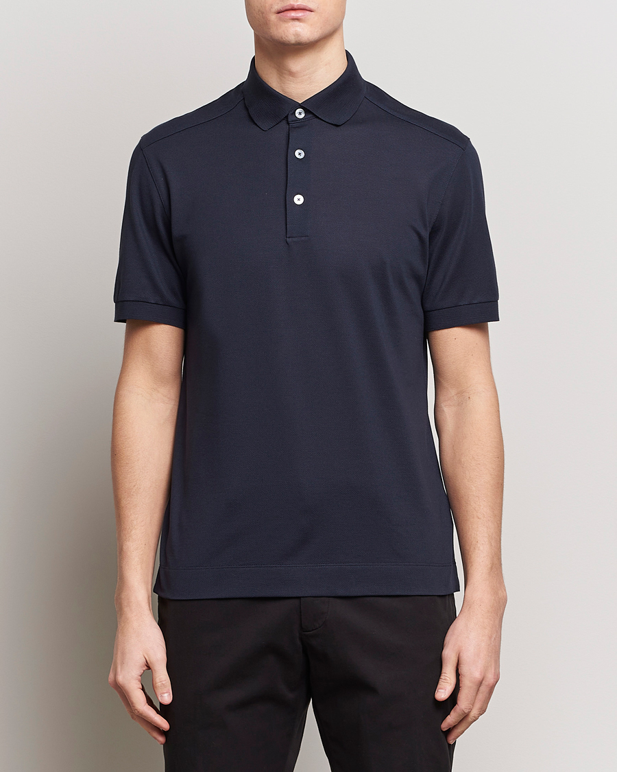 Men | Polo Shirts | Zegna | Cotton/Silk Polo Navy