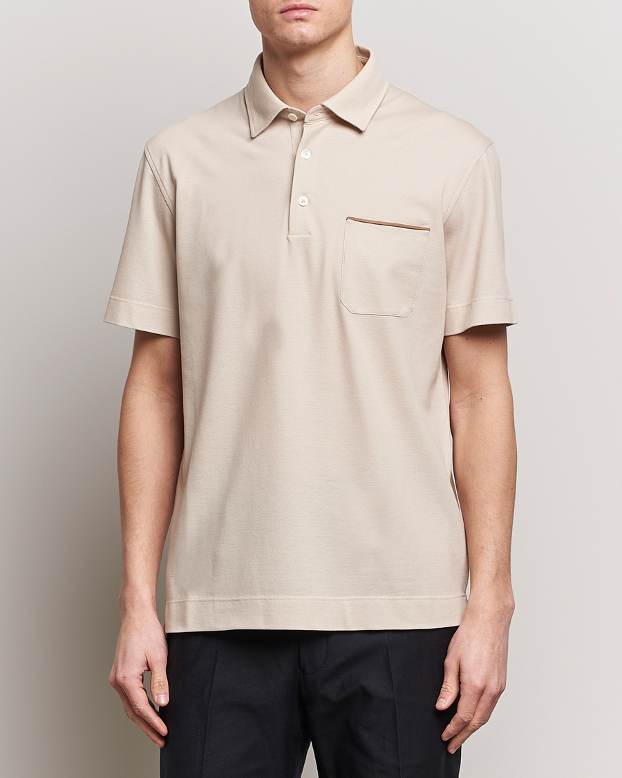 Men | Polo Shirts | Zegna | Short Sleeve Pocket Polo Beige