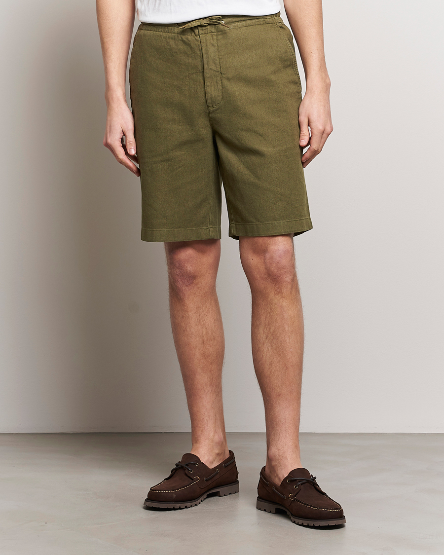Herr | Barbour Lifestyle | Barbour Lifestyle | Linen/Cotton Drawstring Shorts Military Green