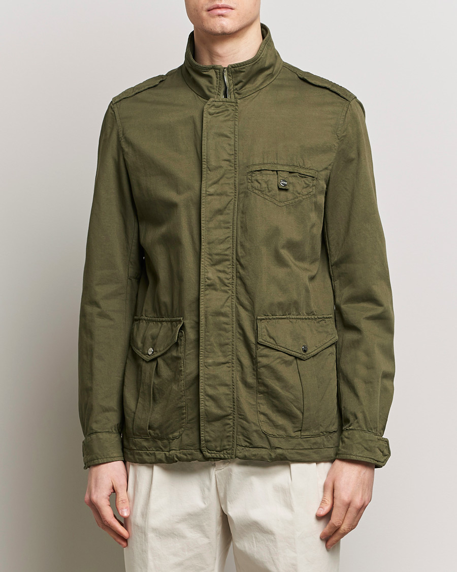 Men | Field Jackets | Herno | Washed Cotton/Linen Field Jacket Military