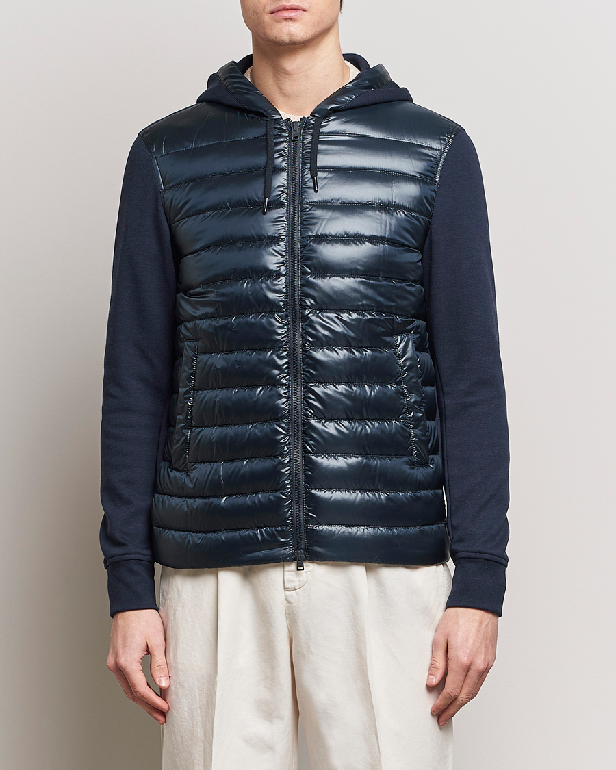 Men | Clothing | Herno | Hybrid Hooded Zip Jacket Navy